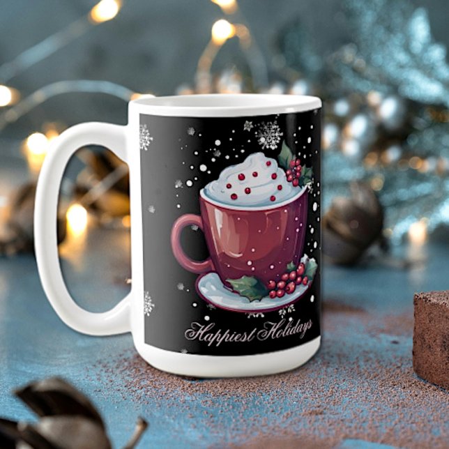 Christmas Cup of Hot Chocolate | Black Coffee Mug (Christmas Cup of Hot Chocolate Coffee Mug)
