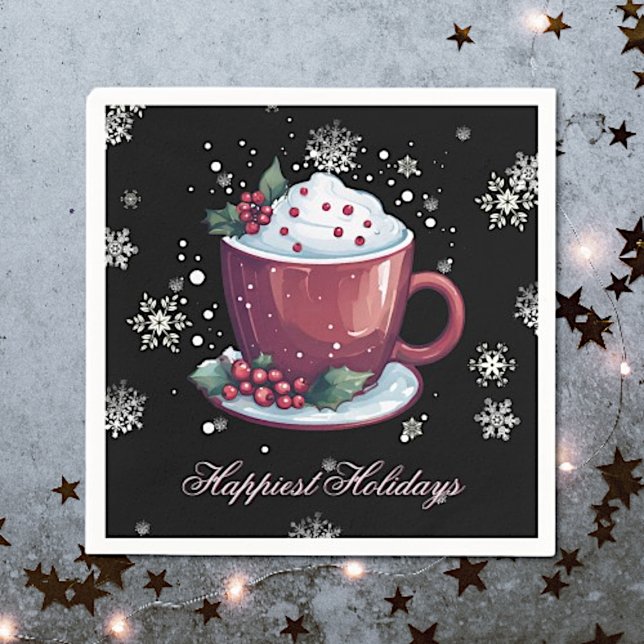 Christmas Cup of Hot Chocolate | Black Napkin (Creator Uploaded)