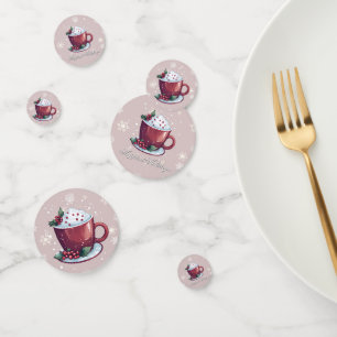 Christmas Cup of Hot Chocolate Blush Pink Confetti