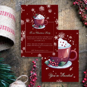 Christmas Cup of Hot Chocolate Holiday Party Red Invitation