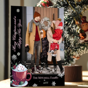 Christmas Cup of Hot Chocolate Holiday Photo Card