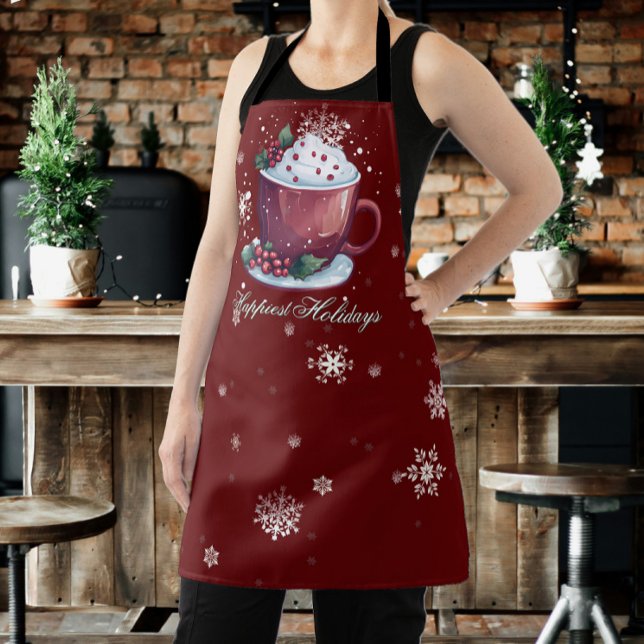 Christmas Cup of Hot Chocolate | Red Apron (Red Christmas Cup of Hot Chocolate Apron)