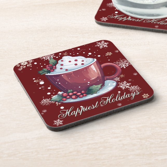 Christmas Cup of Hot Chocolate | Red Coaster (Left Side)
