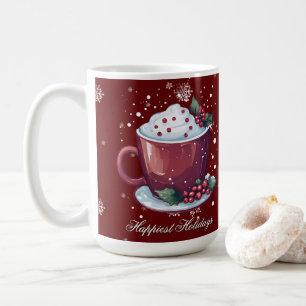 Christmas Cup of Hot Chocolate   Red Coffee Mug