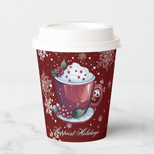 Christmas Cup of Hot Chocolate   Red Paper Cups