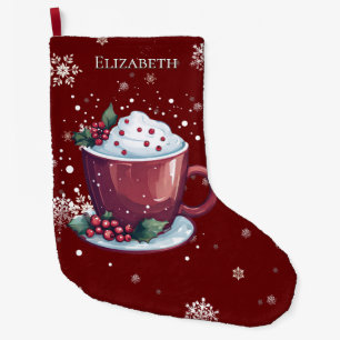 Christmas Cup of Hot Chocolate Red Personalised Large Christmas Stocking