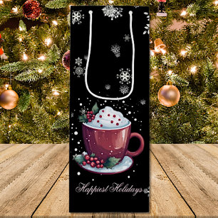 Christmas Cup of Hot Chocolate Wine Gift Bag