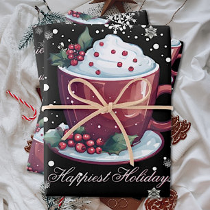 Christmas Cup of Hot Chocolate Wrapping Paper Sheet