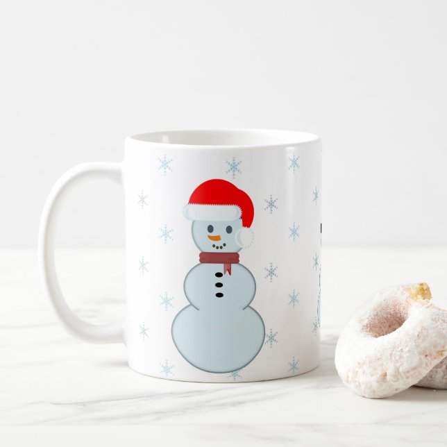 Christmas Cup with Three Snowmen (With Donut)