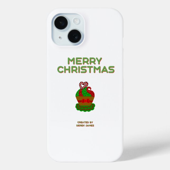 Christmas Cupcake Apple iPhone 15 Case (Back)