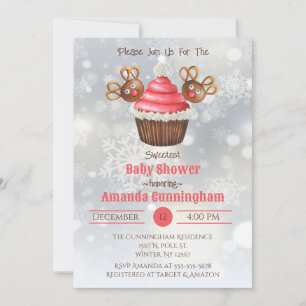 Christmas Cupcake Baby Shower Invitation