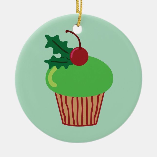 Christmas Cupcake Ceramic Tree Decoration (Front)