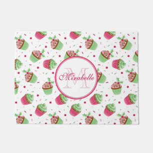 Christmas cupcake design, Name & Monogram Doormat