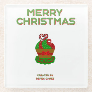 Christmas Cupcake Glass Coaster