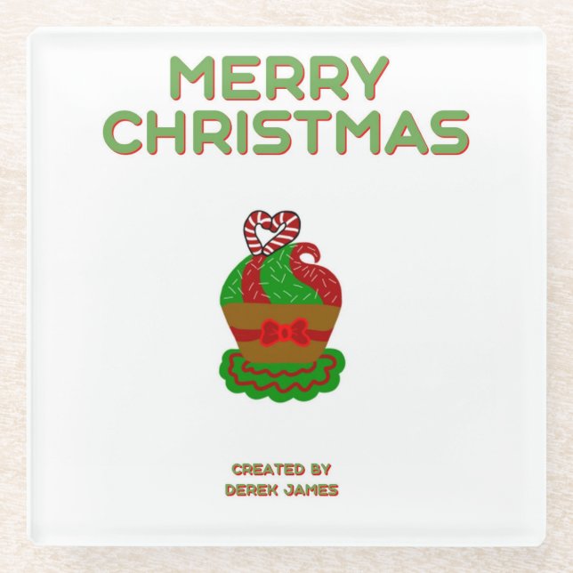 Christmas Cupcake Glass Coaster (Front)