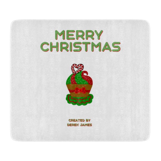 Christmas Cupcake Glass Cutting Board  (Front)