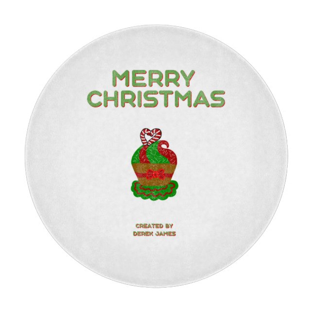 Christmas Cupcake Glass Cutting Board 30.4 cm (Front)
