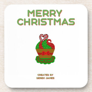 Christmas Cupcake Hard Plastic Coaster