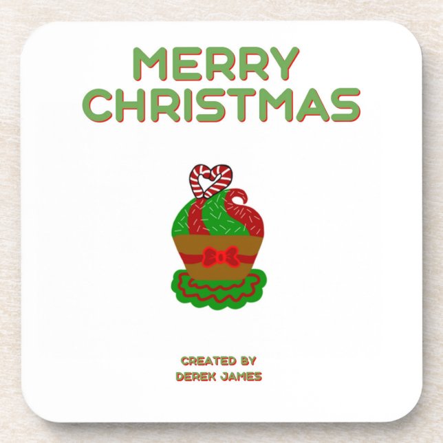 Christmas Cupcake Hard Plastic Coaster (Front)