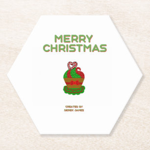 Christmas Cupcake Hexagon Paper Coaster