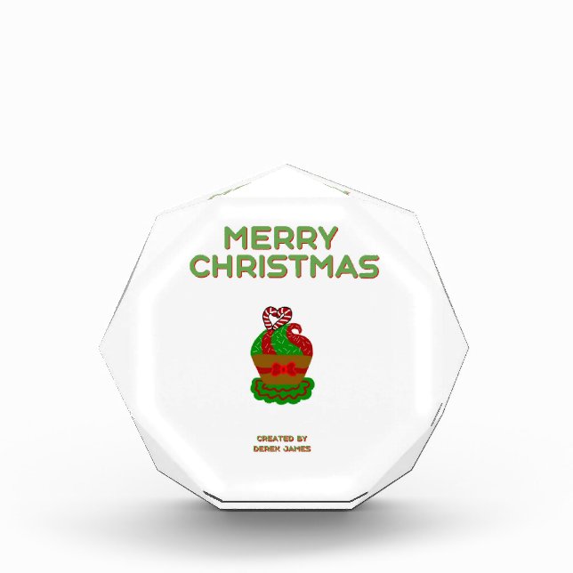 Christmas Cupcake Octagonal Photo Block (Front)