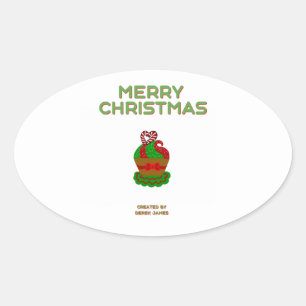 Christmas Cupcake Oval Sticker