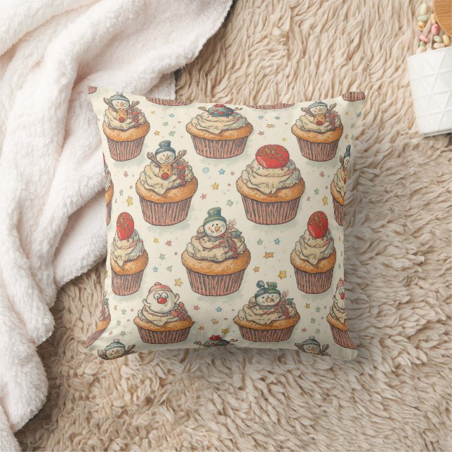 Christmas Cupcake Party Pattern | Cute Desserts Cushion (Blanket)