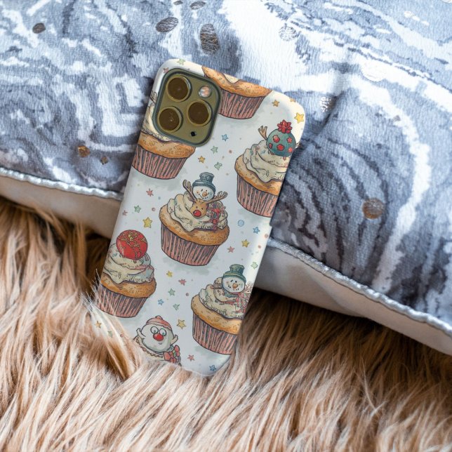 Christmas Cupcake Party Pattern | Cute Desserts iPhone Case (Creator Uploaded)