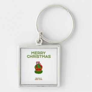 Christmas Cupcake Premium Square Keychain