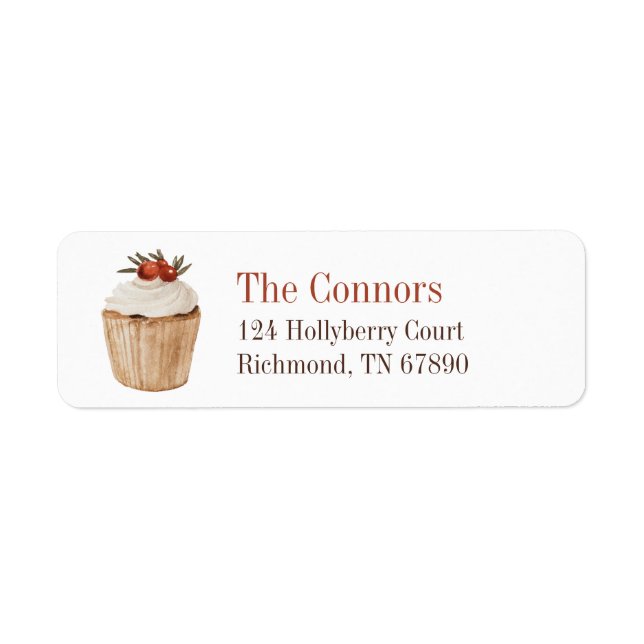 Christmas Cupcake Return Address Label (Front)