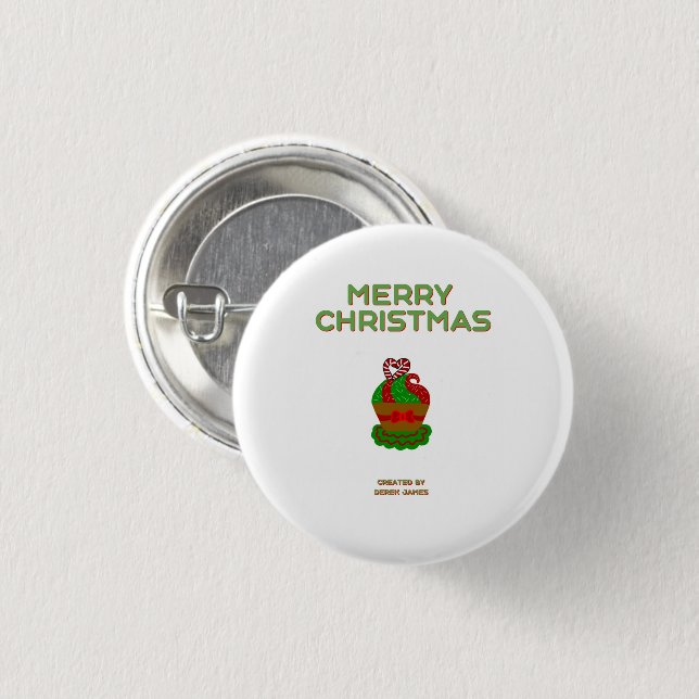 Christmas Cupcake Round Button (Front & Back)