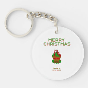 Christmas Cupcake Round Keychain