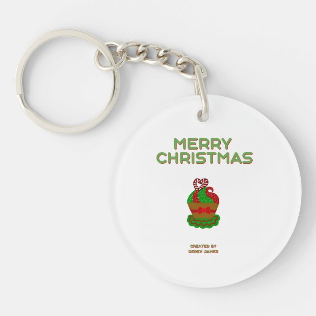 Christmas Cupcake Round Keychain (Front)