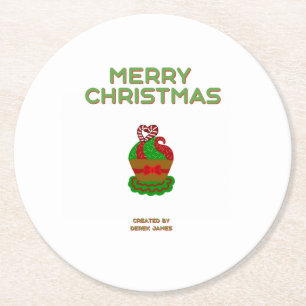 Christmas Cupcake Round Paper Coaster