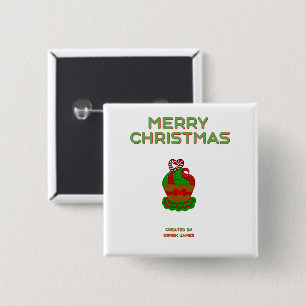 Christmas Cupcake Square Button