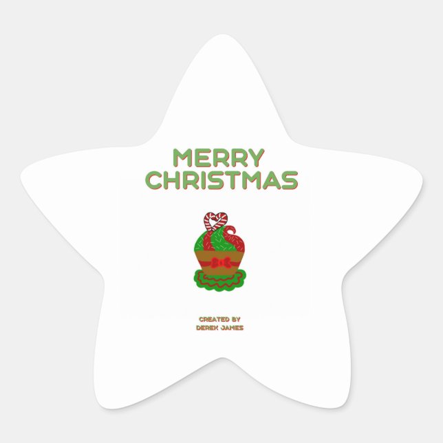 Christmas Cupcake Star Sticker (Front)