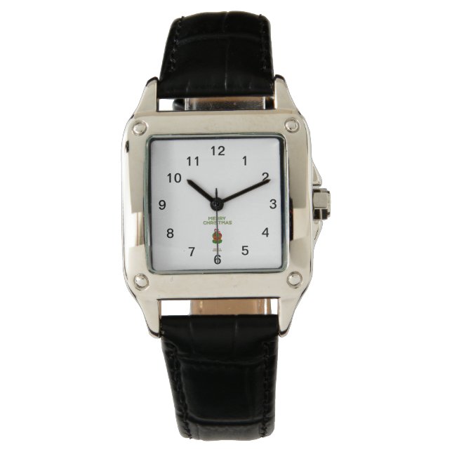 Christmas Cupcake Women's Square Leather Watch (Front)
