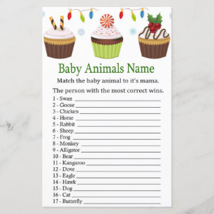 christmas cupcakes Baby Animals Name Game