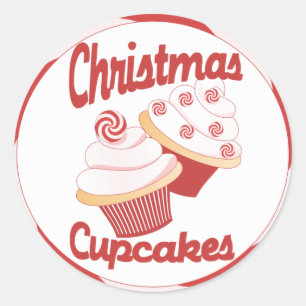 Christmas Cupcakes Classic Round Sticker