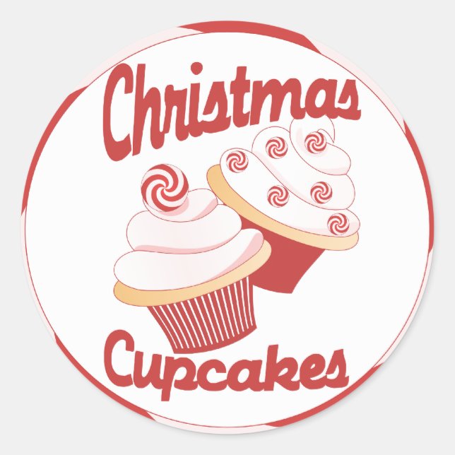 Christmas Cupcakes Classic Round Sticker (Front)
