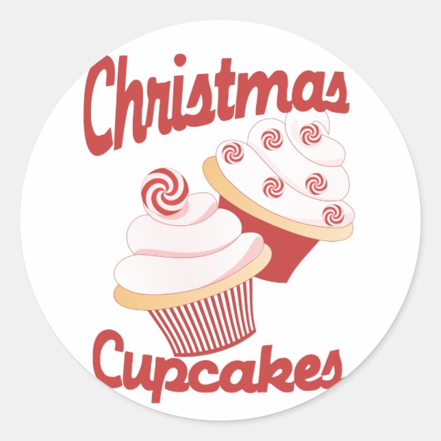 Christmas Cupcakes Classic Round Sticker (Front)