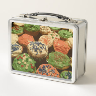 Christmas Cupcakes with Sprinkles Metal Lunch Box