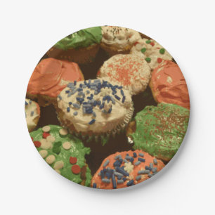 Christmas Cupcakes with Sprinkles Paper Plate