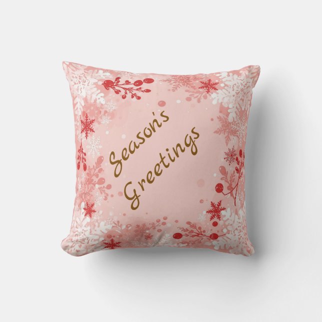 Christmas Cushions Pink Snowflake Personalised (Front)