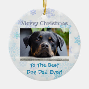 Christmas Custom Best Dog Dad Ever Photo Ceramic Ornament