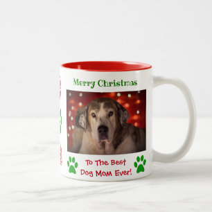 Christmas Custom Best Dog Mum Ever Pet Photo Two-Tone Coffee Mug
