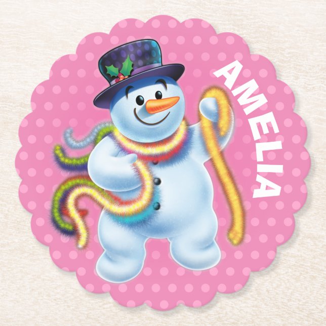 Christmas custom coaster Snowman winter wonderland (Front)