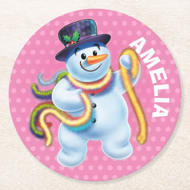 Christmas custom coaster Snowman winter wonderland (Front)