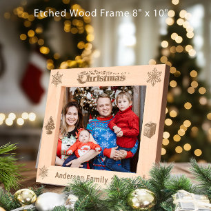 Christmas Custom Family Name Tree Snowflakes 10x8 Etched Frames