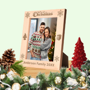 Christmas Custom Family Name Tree Snowflakes 8x10 Etched Frames